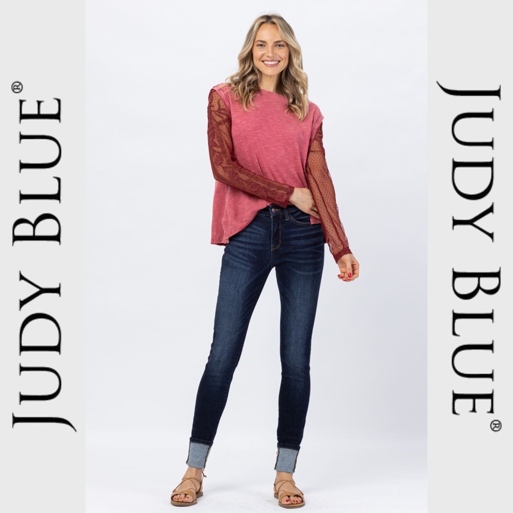 JUDY BLUE | Long Inseam (34”) Dark Wash Skinny Jeans - NWT - Picture 7 of 9